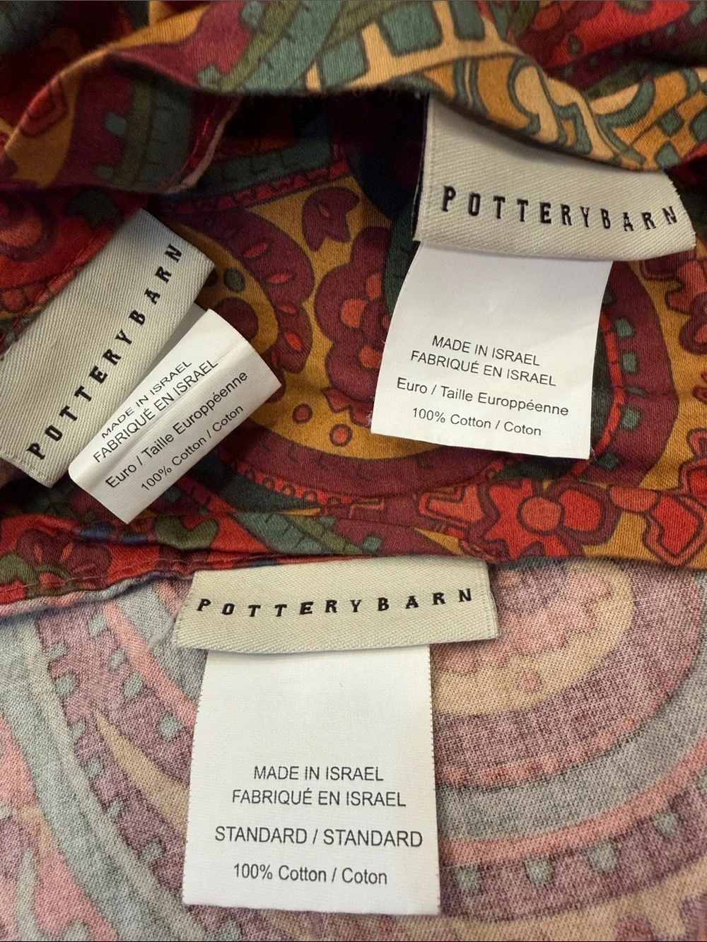 POTTERY BARN MIRA RED GREEN PAISLEY SATEEN 4 piece DUVET SET & 3 SHAMS